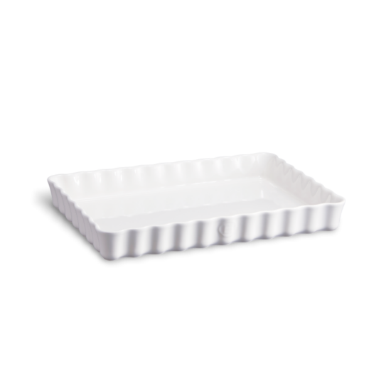 Emile Henry kerámia szögletes téglalap tart sütőforma (deep) fehér